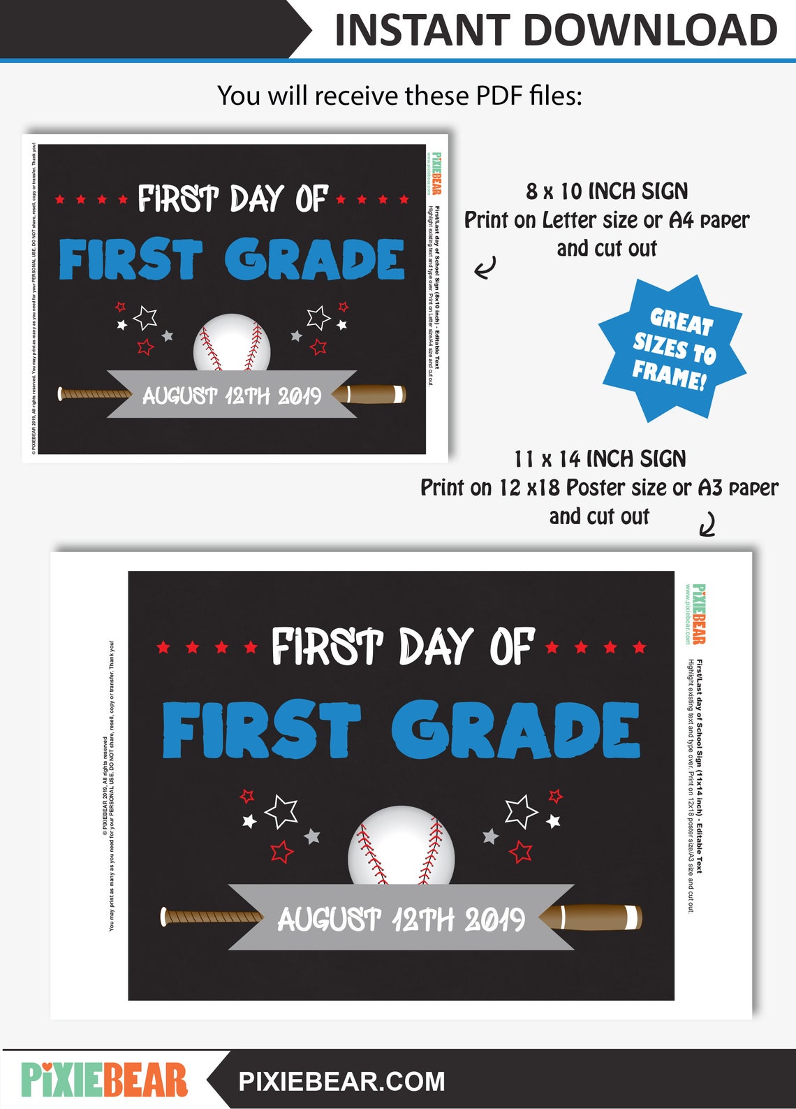 Printable First Day of Kindergarten Sign Back to School - Etsy
