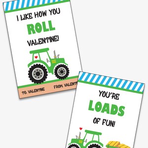 Tractor Valentine Cards for Kids Printable Valentine's - Etsy