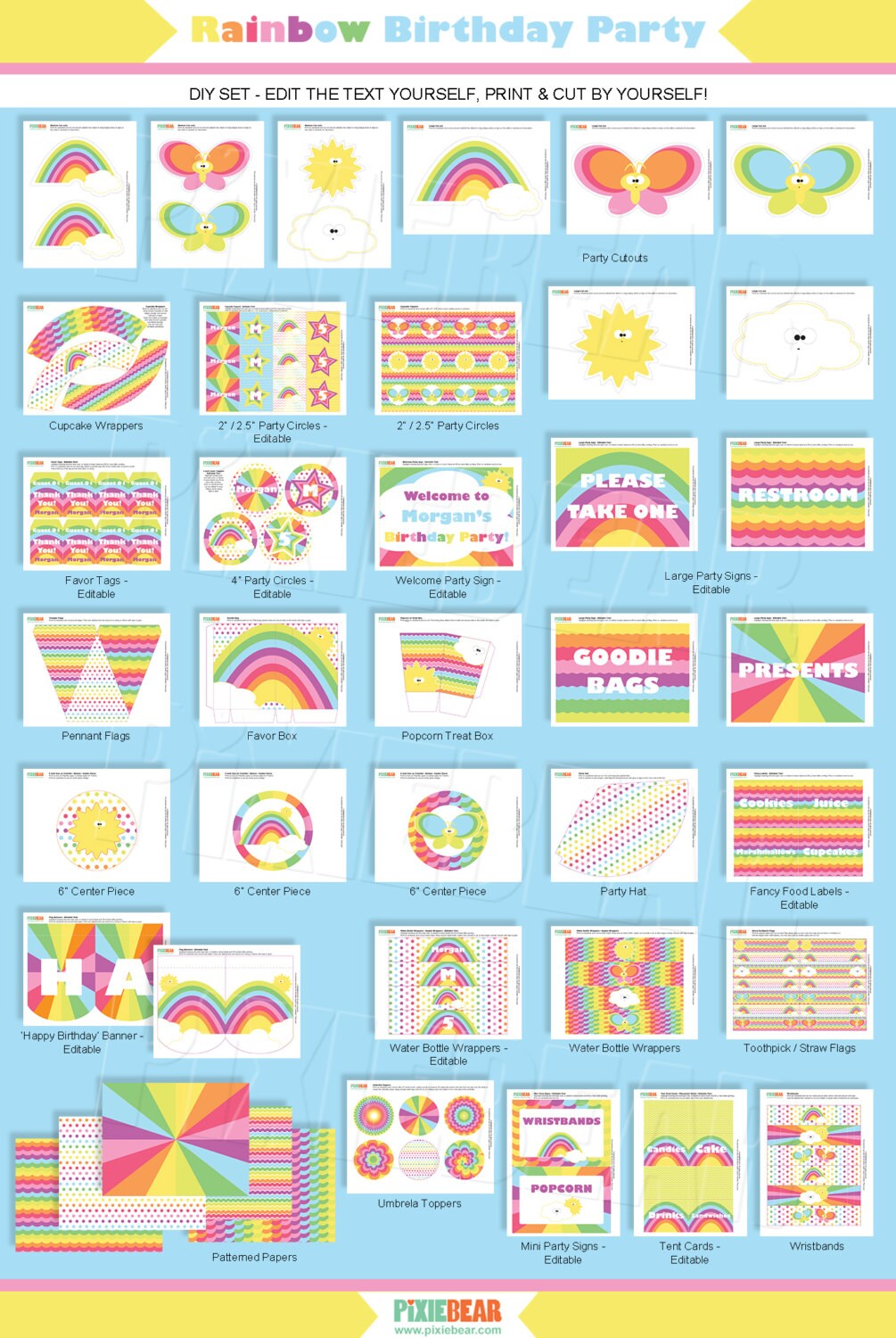 Rainbow Party Rainbow Birthday Rainbow Party Printables | Etsy