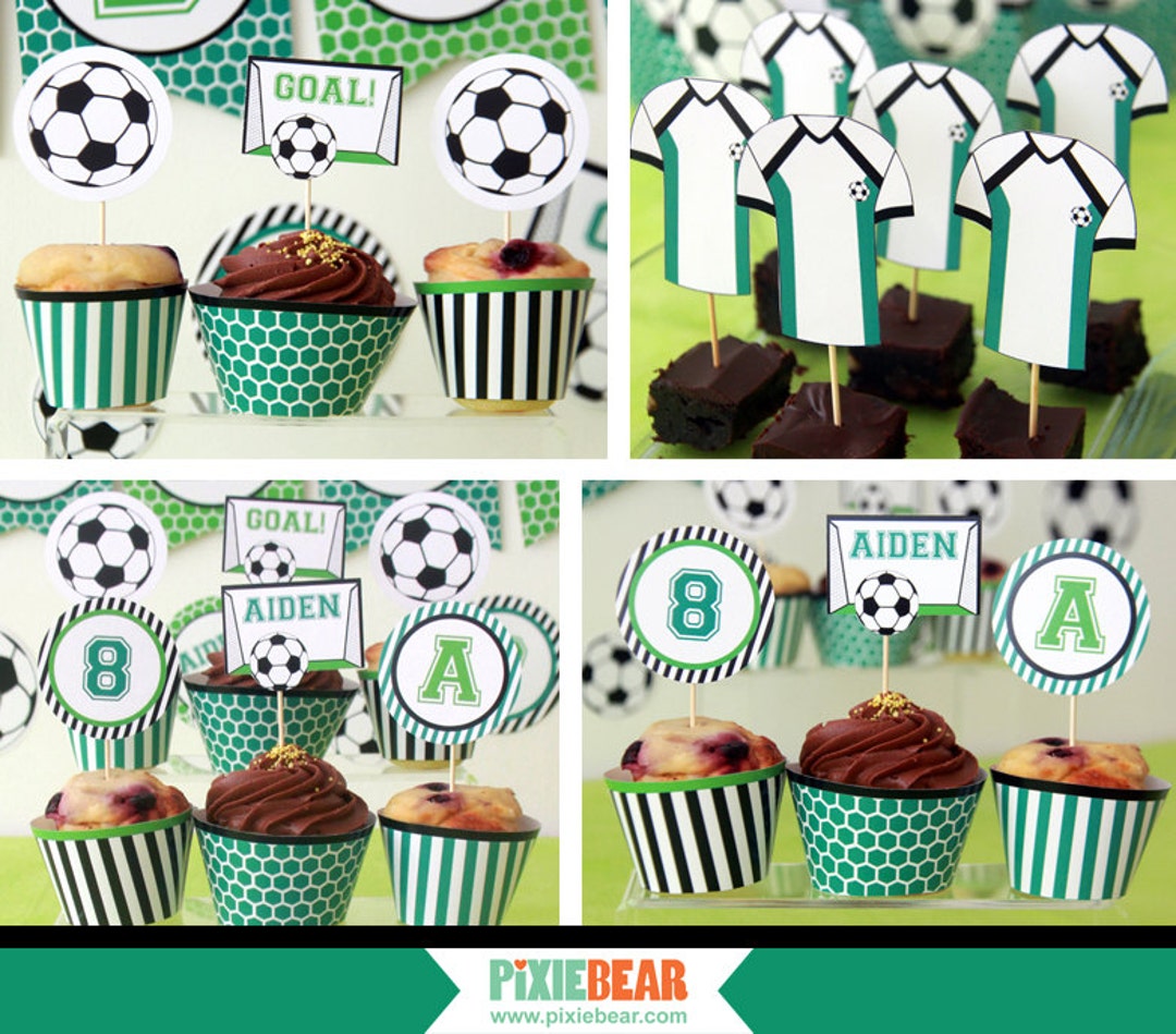 Soccer Cupcake Toppers Printable Soccer Party Toppers and Wrappers ...