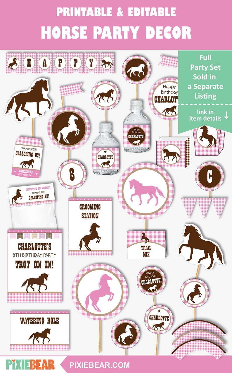 Horse Party Food Labels Printable Horse Birthday Food Tent Etsy