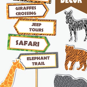 Safari Signs Printable Safari Birthday Cutouts, Safari Party Signs and ...