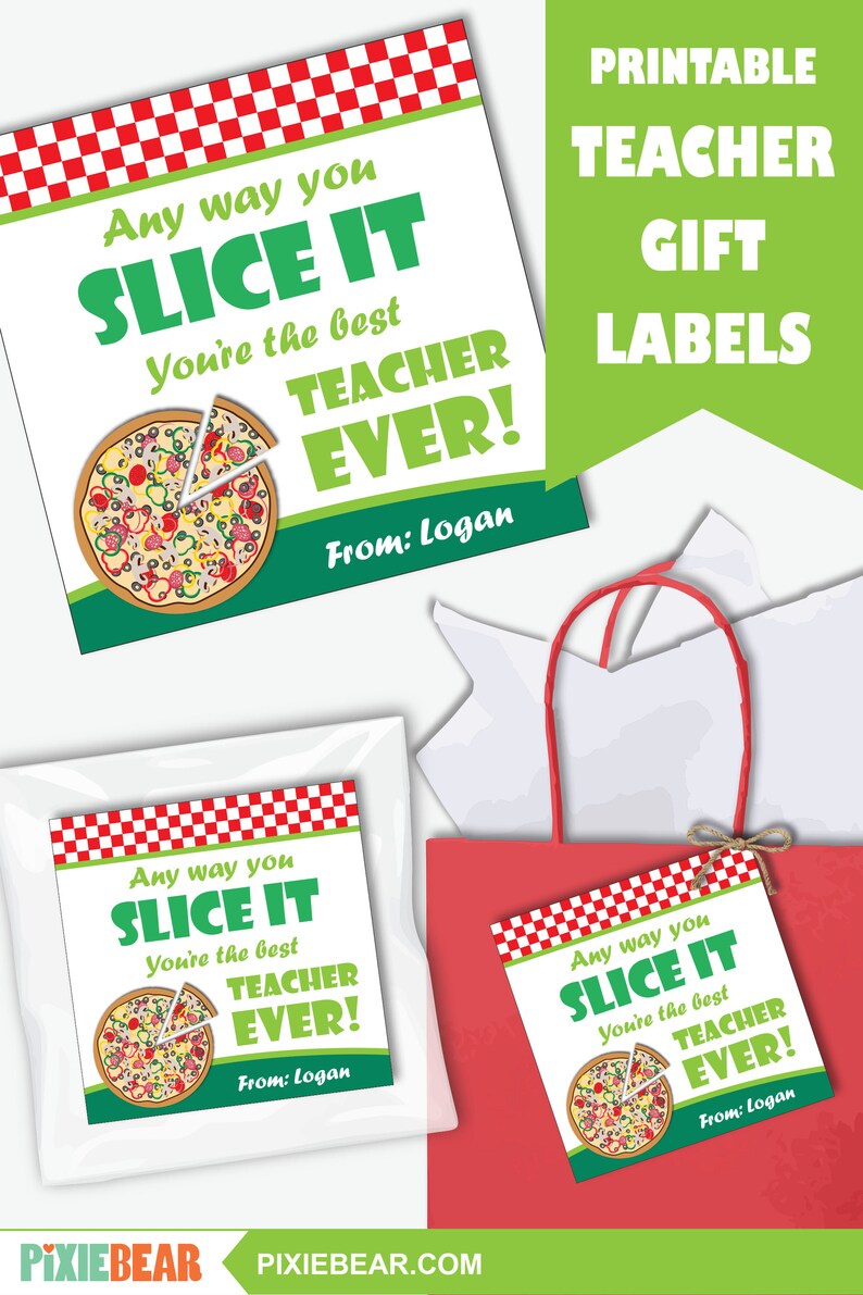 Pizza Teacher Appreciation Tag Printable Pizza Thank You Etsy