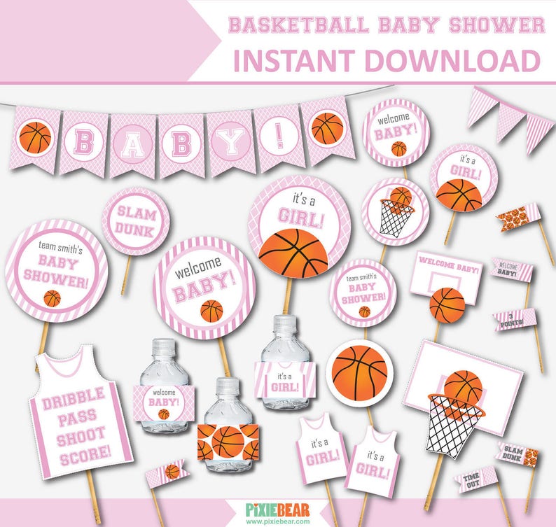 Basketball Baby Shower For Girls Pink Baby Shower Pink Etsy Basketball Baby Shower For Girls Pink Baby Shower Pink Etsy