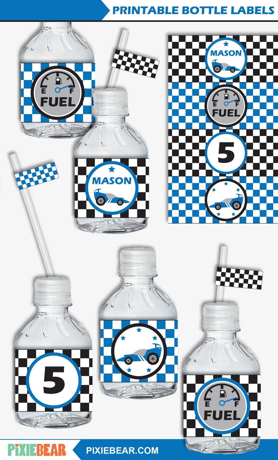 Race Car Water Bottle Labels Printable Fuel Water Bottle Labels, Kids ...