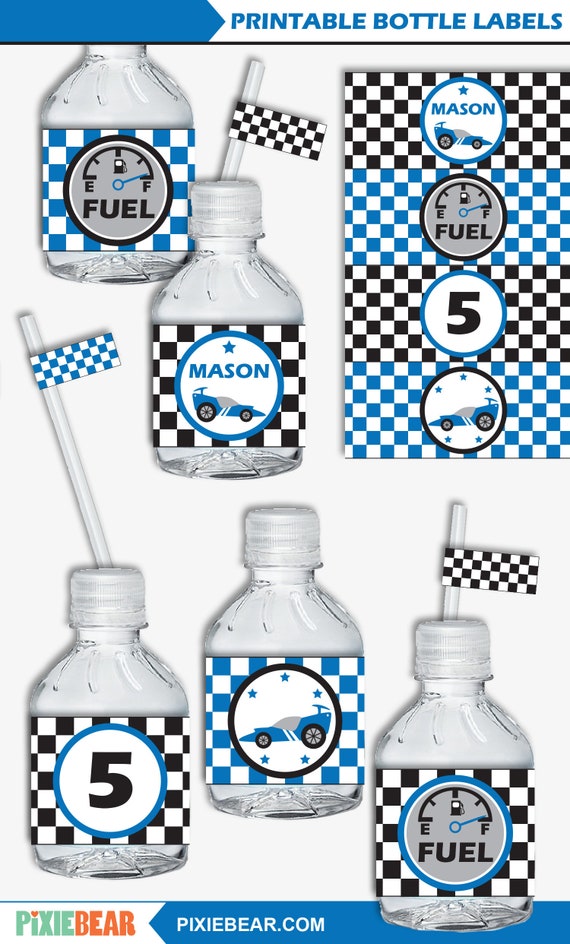 race car water bottle labels printable fuel water bottle labels kids racing birthday or go kart party napkin wrappers instant download by pixiebear catch my party
