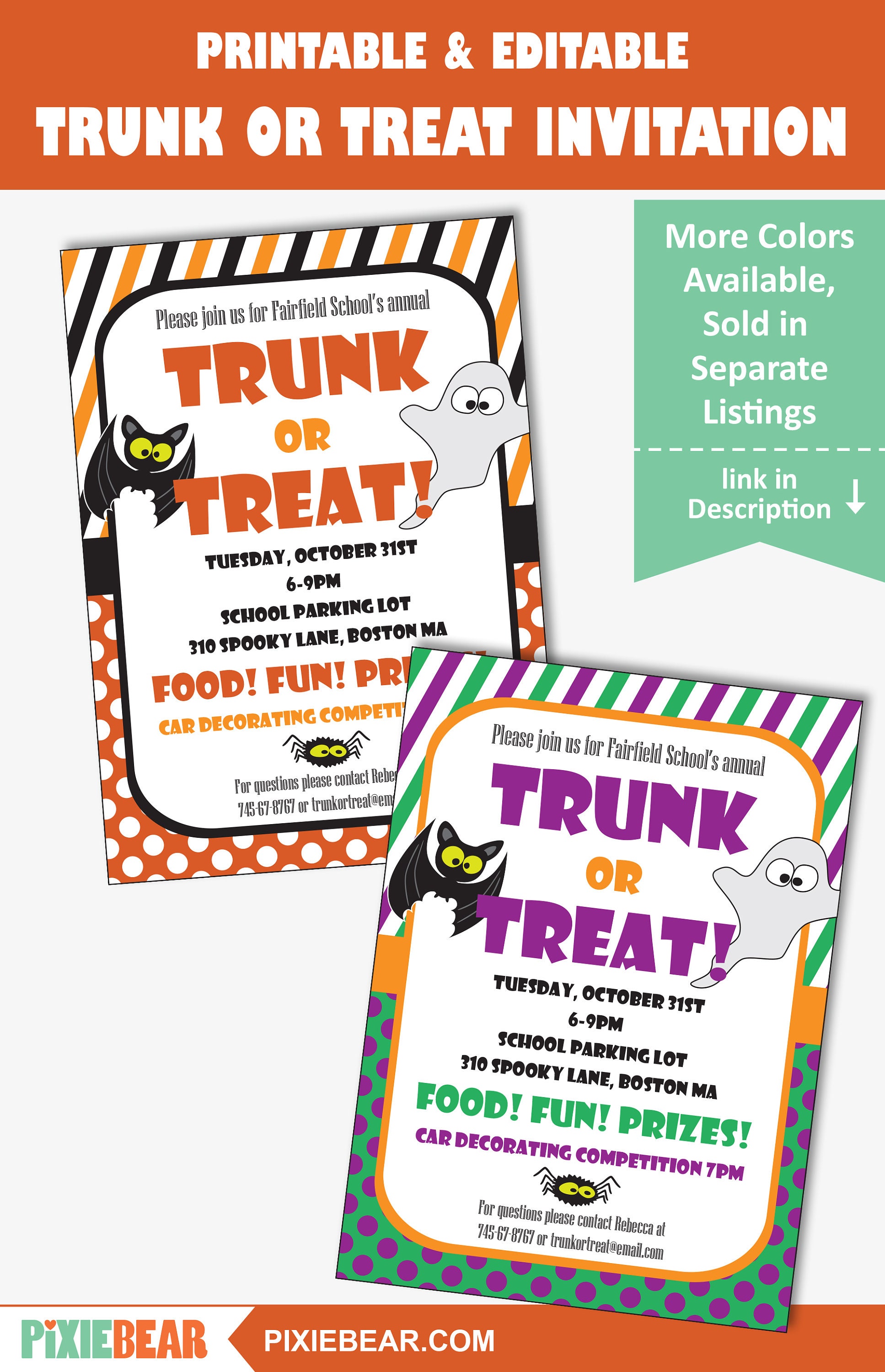 Trunk or Treat Invitation Trunk or Treat Invites Halloween Etsy