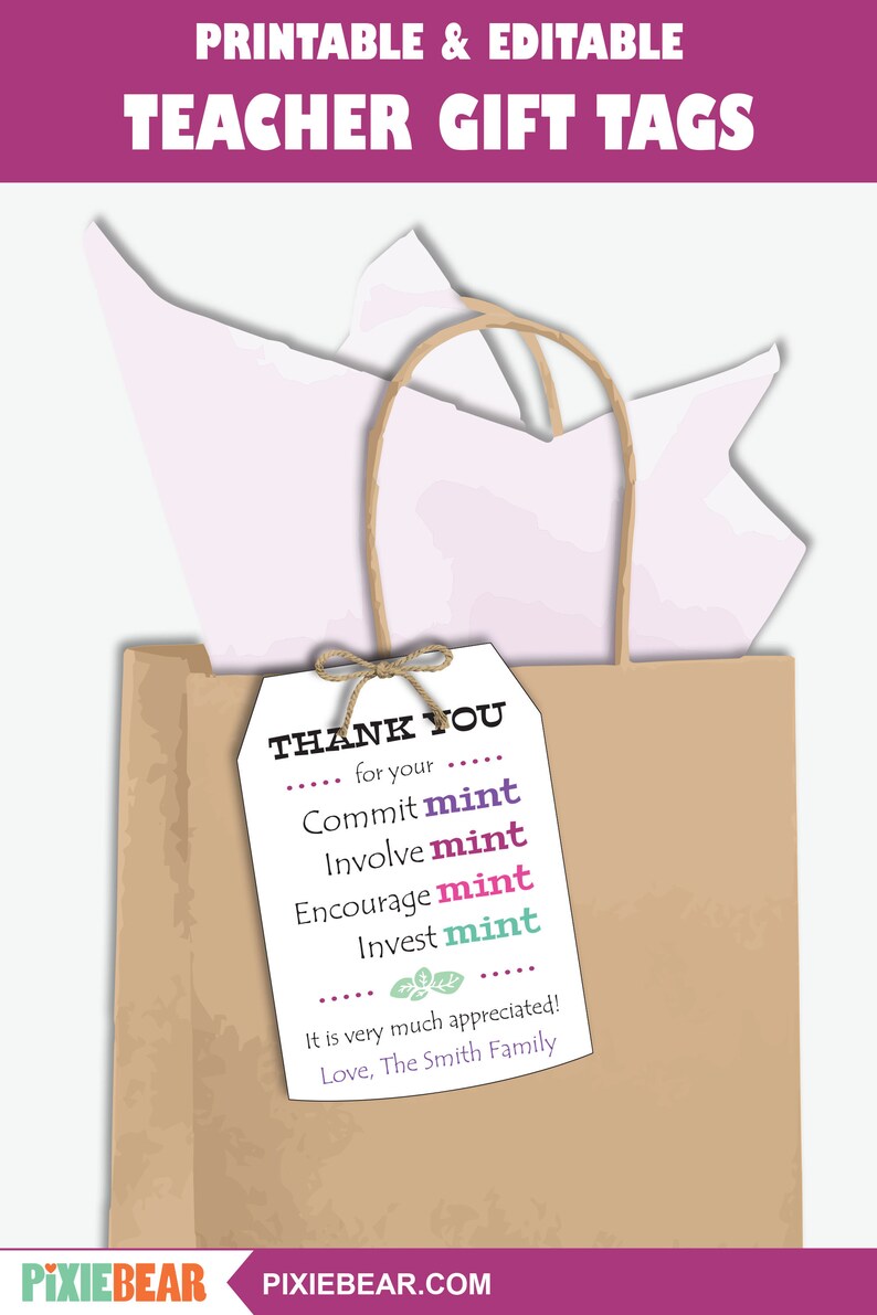 Mint Teacher Appreciation Labels Printable Mint Teacher - Etsy