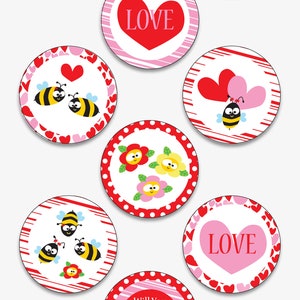 Valentines Day Cupcake Toppers Valentine's Day Party Valentines Day Birthday Personalized Valentine Printables Instant Download image 6