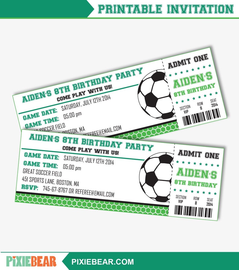 Soccer Party Invitation Soccer Birthday Invitation Soccer Invitation Soccer Ticket Invitation Printable Instant Download image 6