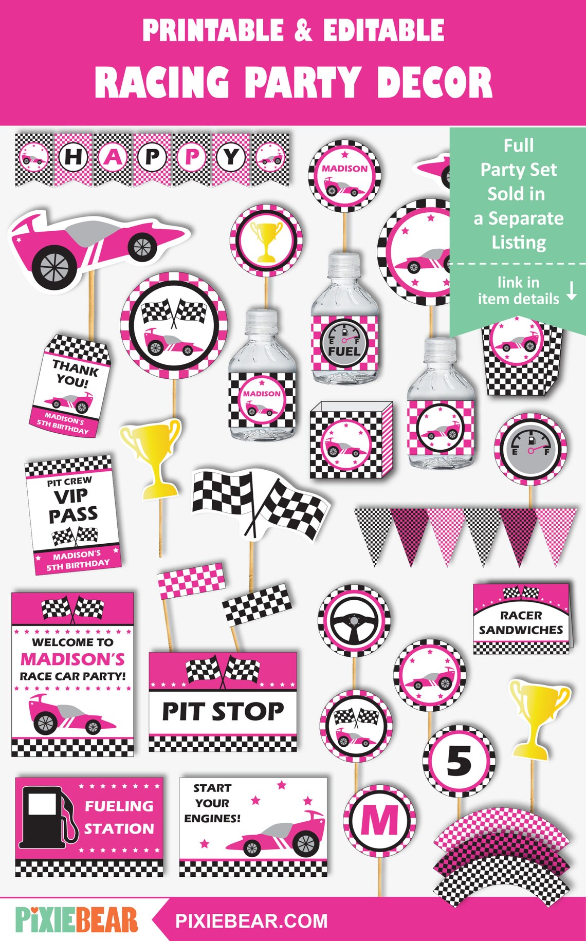 Race Car Banner Printable Race Car Birthday Banner for a Go Etsy