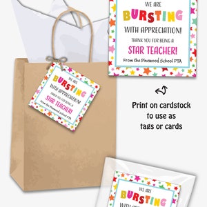 Printable Bursting With Appreciation Gift Tag, Starburst Teacher ...