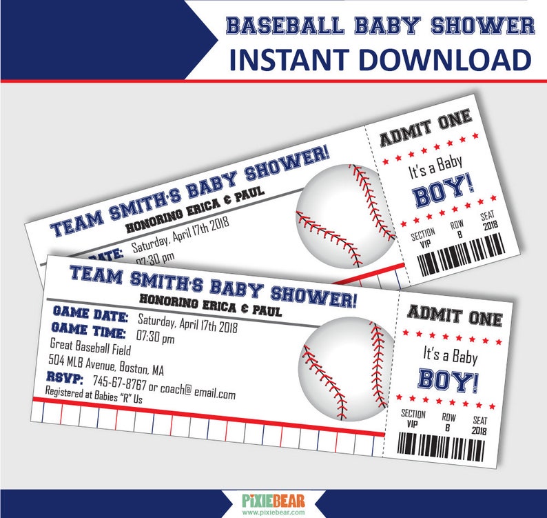Baseball Baby Shower Invitations Baseball Baby Shower Ticket Etsy Baseball Baby Shower Invitations Baseball Baby Shower Ticket Etsy