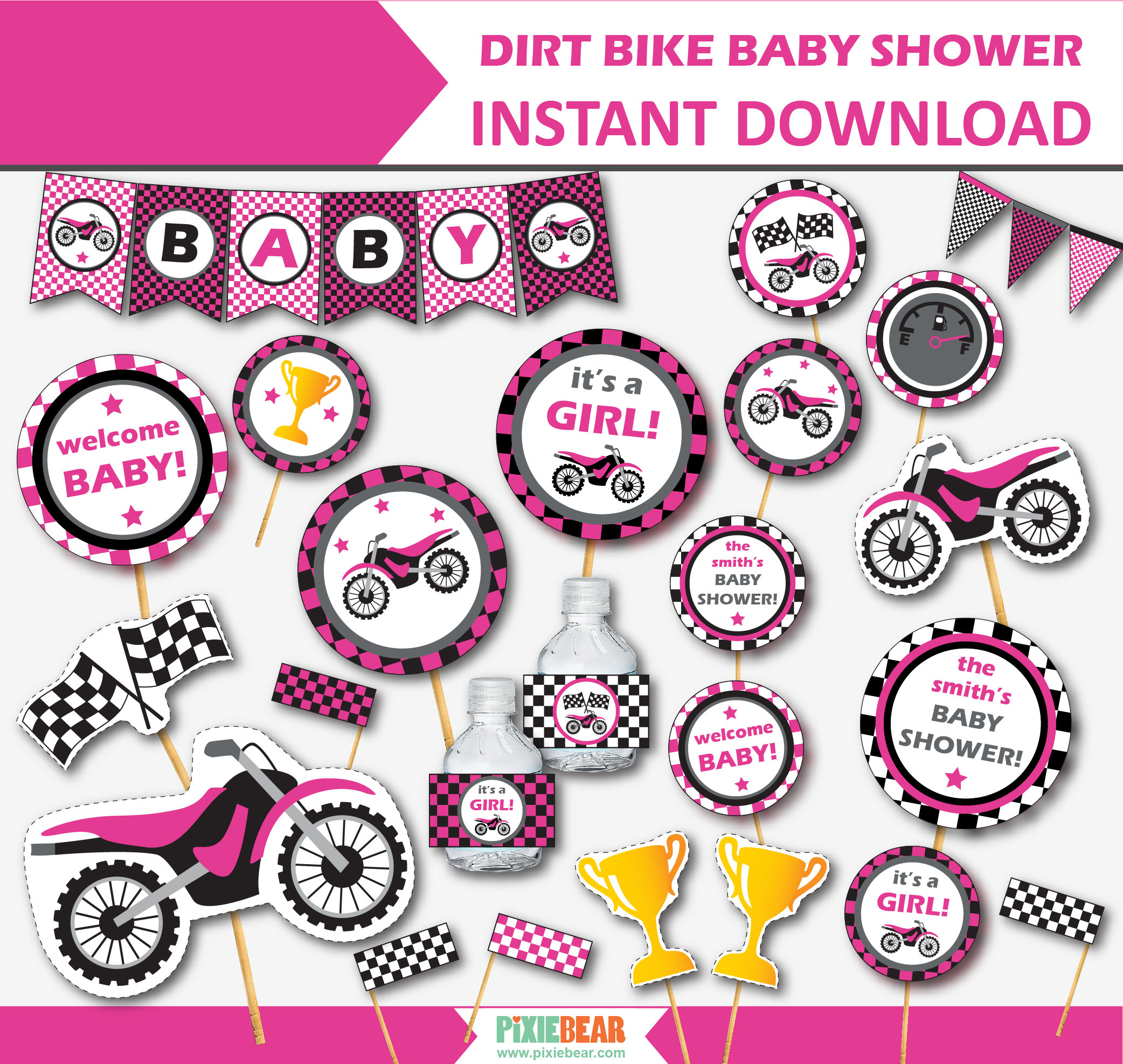 Motorcycle Baby Shower Dirt Bike Baby Shower Decor Etsy
