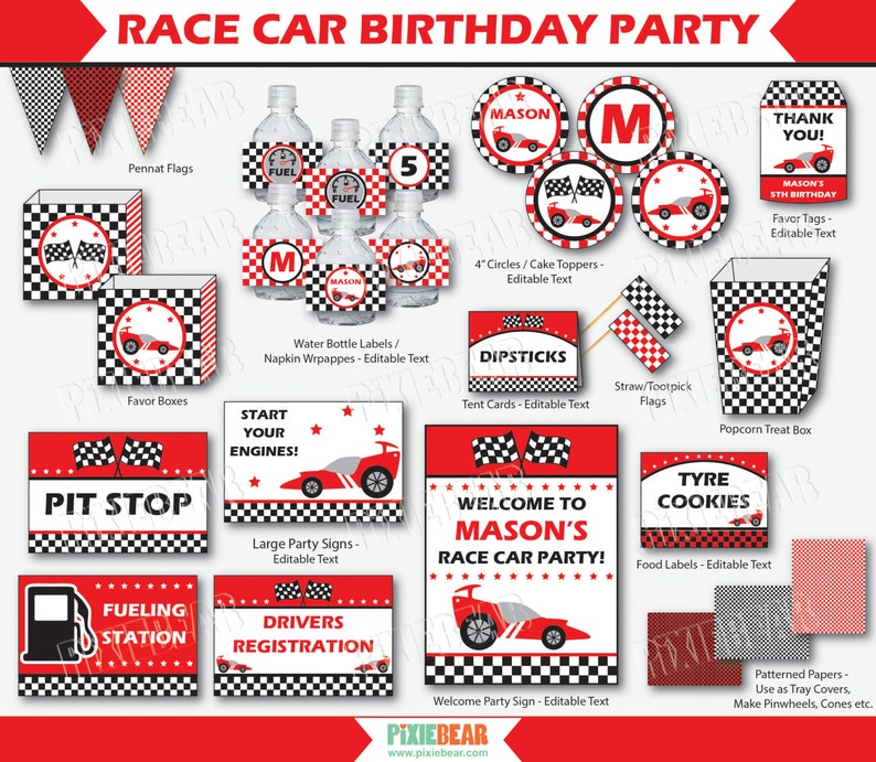 Race Car Birthday Racing Party Race Car Party Racing Birthday Go Kart Race Car Birthday Party Car Party Instant Download image 3