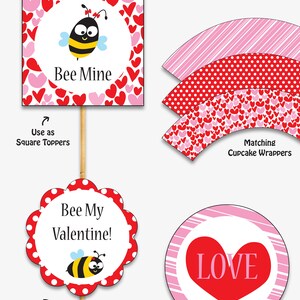 Valentines Day Cupcake Toppers Valentine's Day Party Valentines Day Birthday Personalized Valentine Printables Instant Download image 3