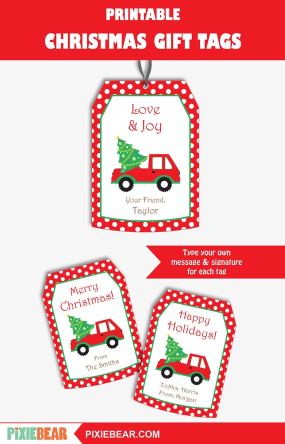 Printable Christmas Truck Tags Personalized Christmas Gift Tags Printable Christmas Truck Tags Personalized Christmas Gift Tags