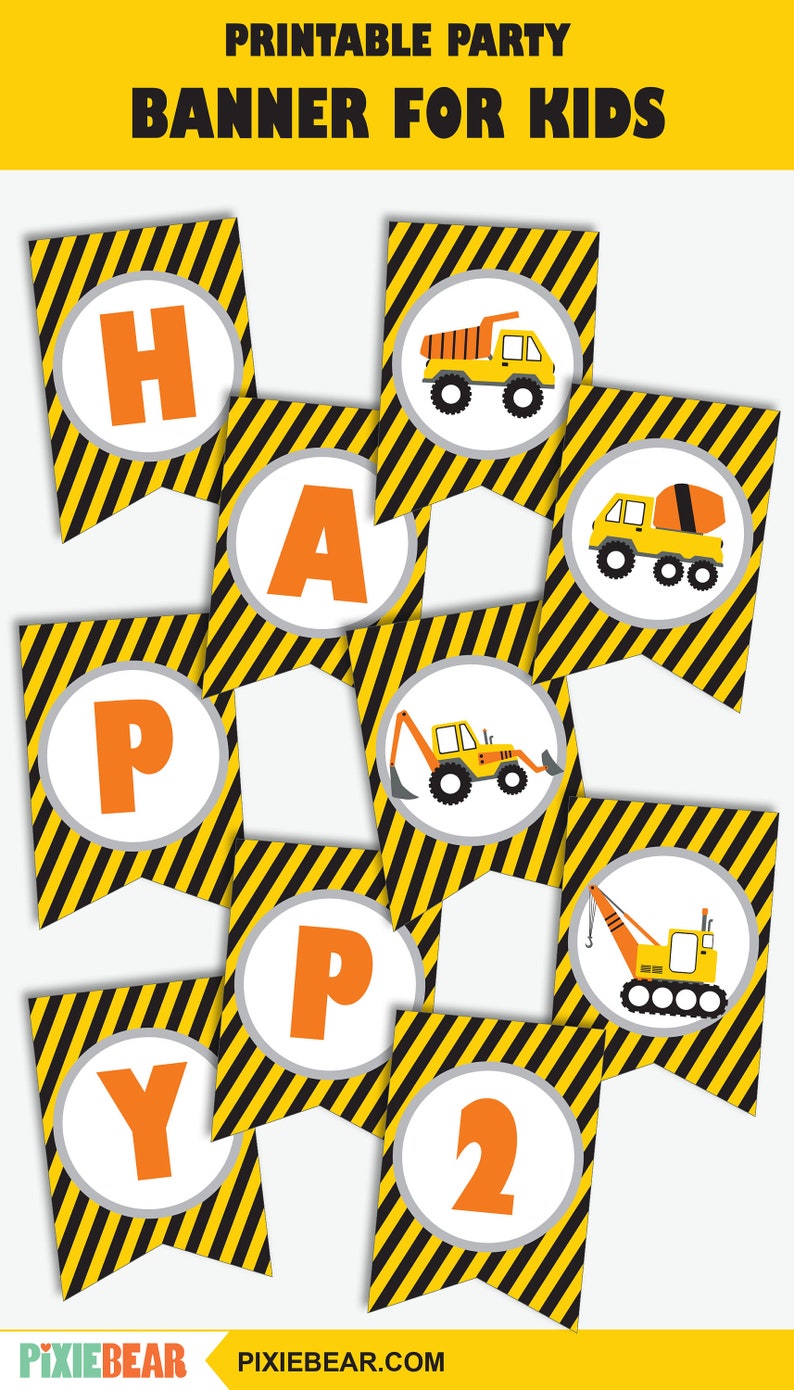 Construction Birthday Banner Printable Construction Party - Etsy Singapore