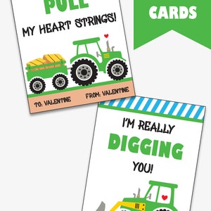 Tractor Valentine Cards for Kids Printable Valentine's - Etsy