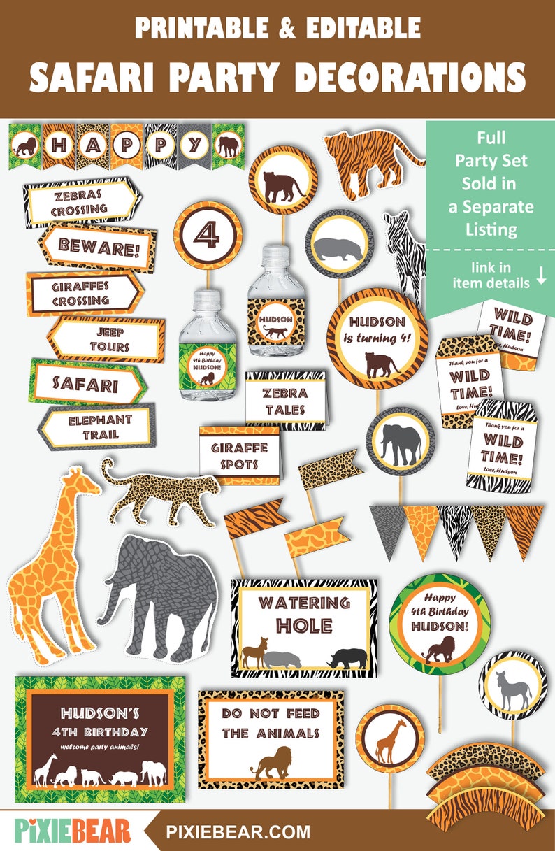 Safari Food Labels Printable Safari Party Food Tent Cards | Etsy