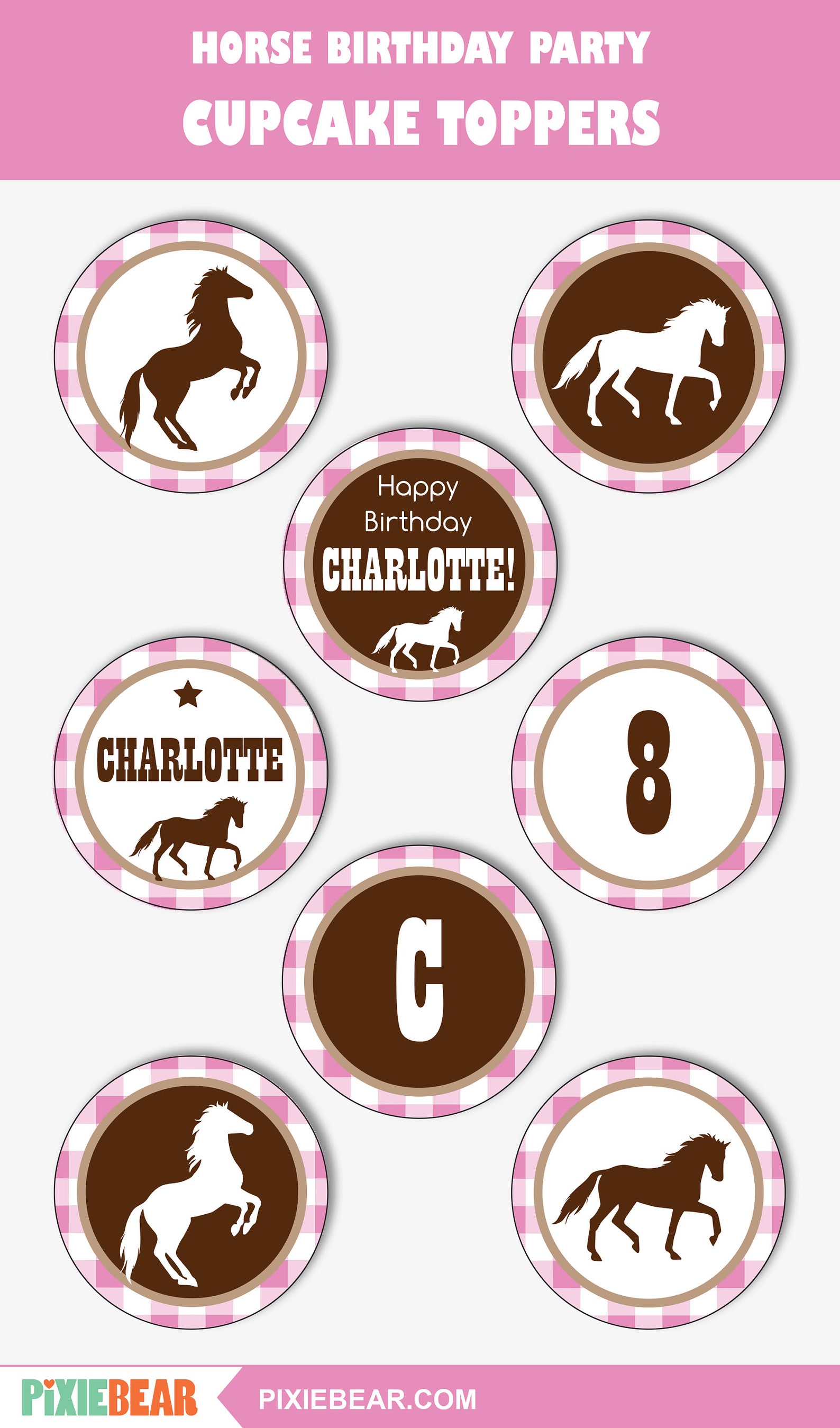 Horse Cupcake Toppers Printable Horse Birthday Toppers and - Etsy