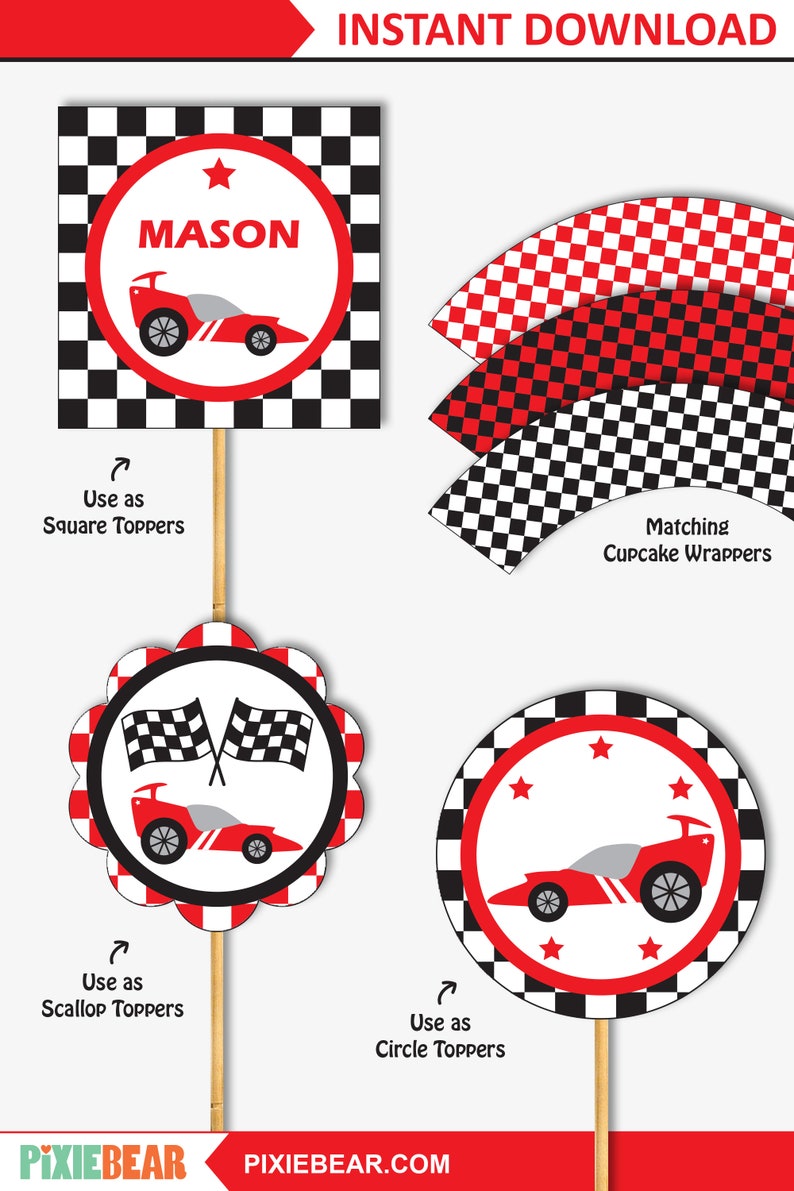 Race Car Cupcake Toppers Printable Race Car Party - Etsy Canada