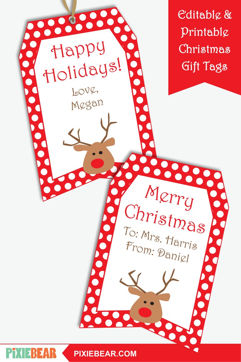 Printable Christmas Gift Tags for Kids Editable Christmas | Etsy