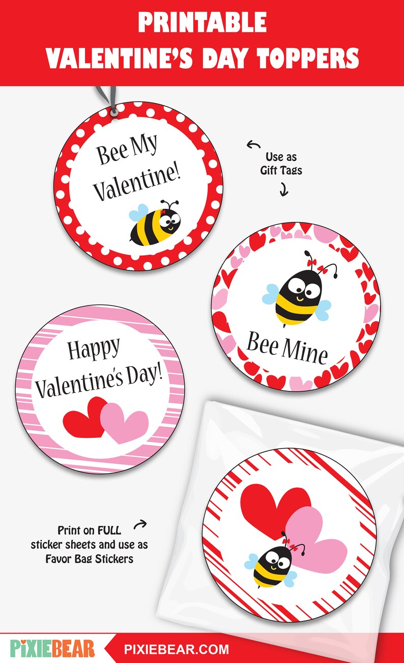 Valentines Day Cupcake Toppers Valentine's Day Party Valentines Day Birthday Personalized Valentine Printables Instant Download image 4