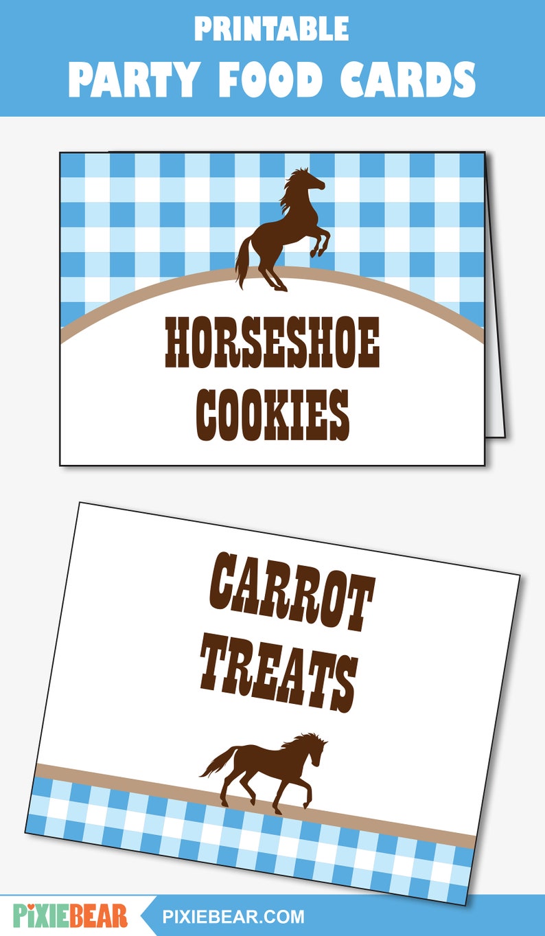 Horse Birthday Food Labels Printable Horse Party Food Tent Etsy