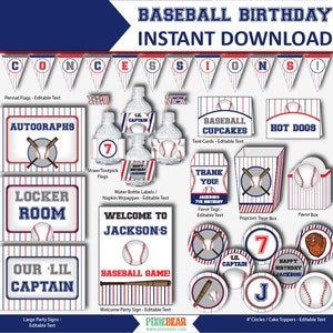 Baseball Birthday Baseball Party Baseball Decorations Baseball First Birthday Kids Baseball Party Sports Party Instant Download image 2