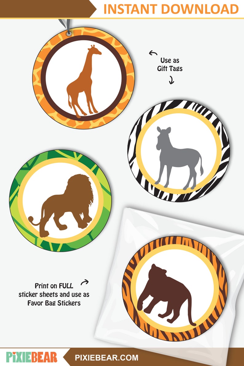 Safari Birthday Cupcake Toppers Printable Jungle Party Etsy