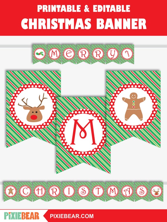 Merry Christmas Banner, Printable Christmas Party Banner, Christmas ...