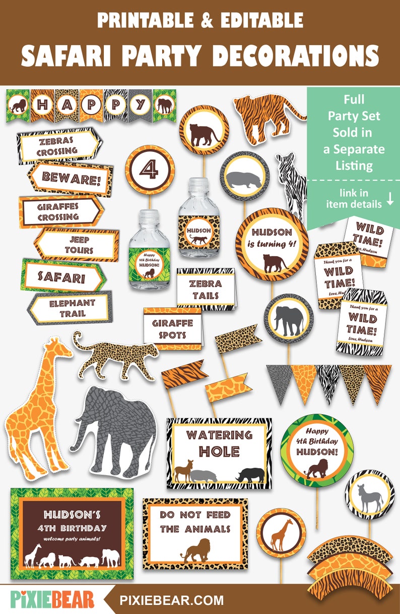 Safari Cutouts Printable Safari Birthday Cutouts Safari - Etsy