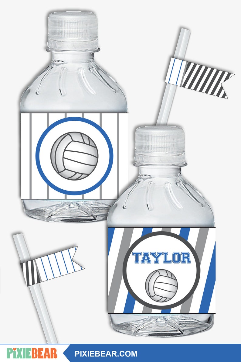 Volleyball Water Bottle Labels Water Bottle Wrappers Etsy