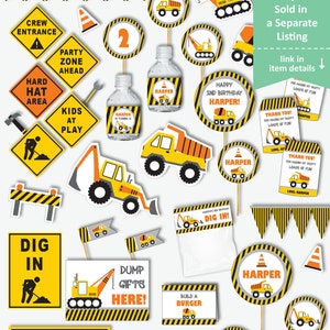 Construction Birthday Decoration, Printable Construction Party Signs, Construction Birthday Centerpieces and Cake Toppers Instant Download image 7