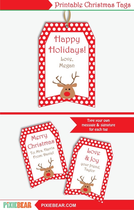 Printable Christmas Gift Tags for Kids Editable