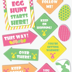 Easter Egg Hunt Signs Printable Easter Party Signs and Decorations ...