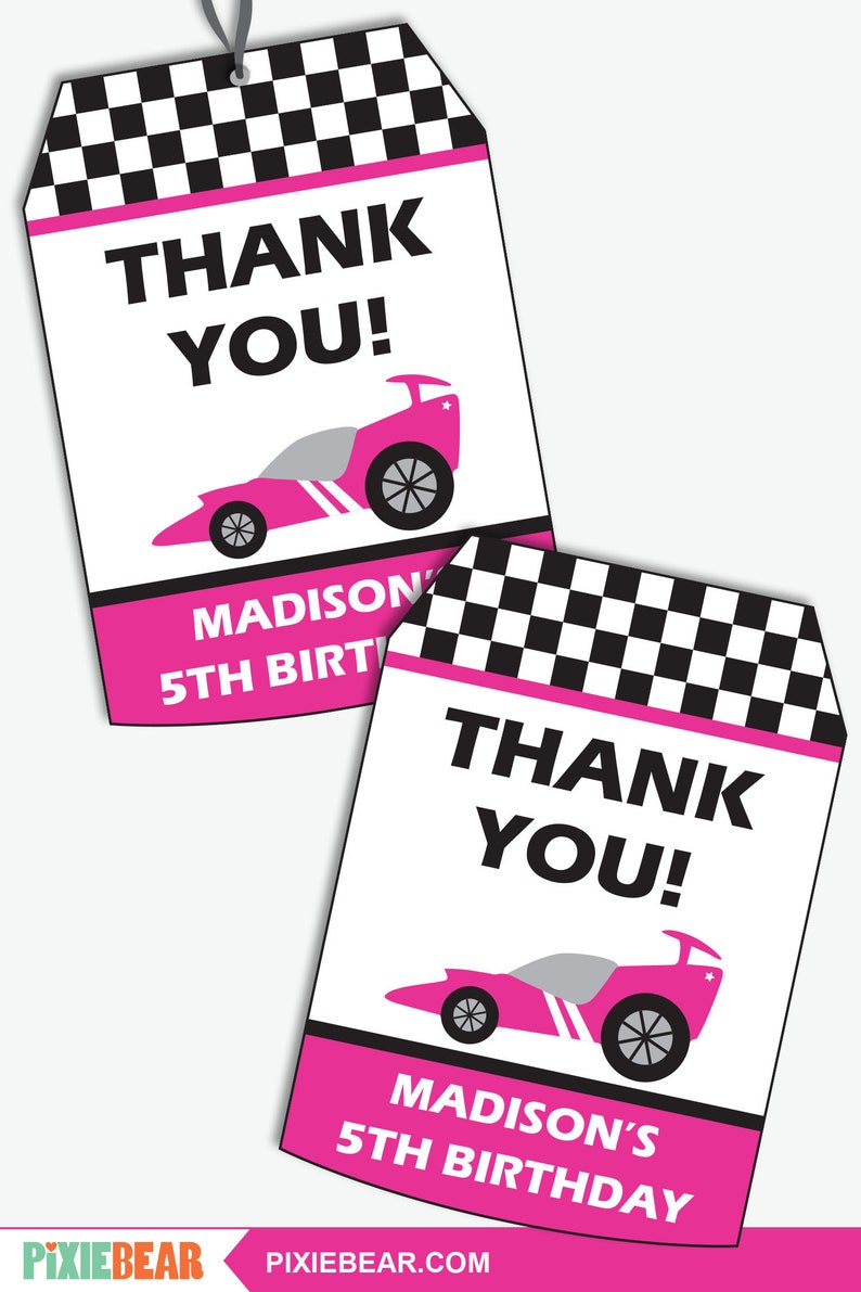 Race Car Party Thank You Tags Printable Race Car Birthday | Etsy