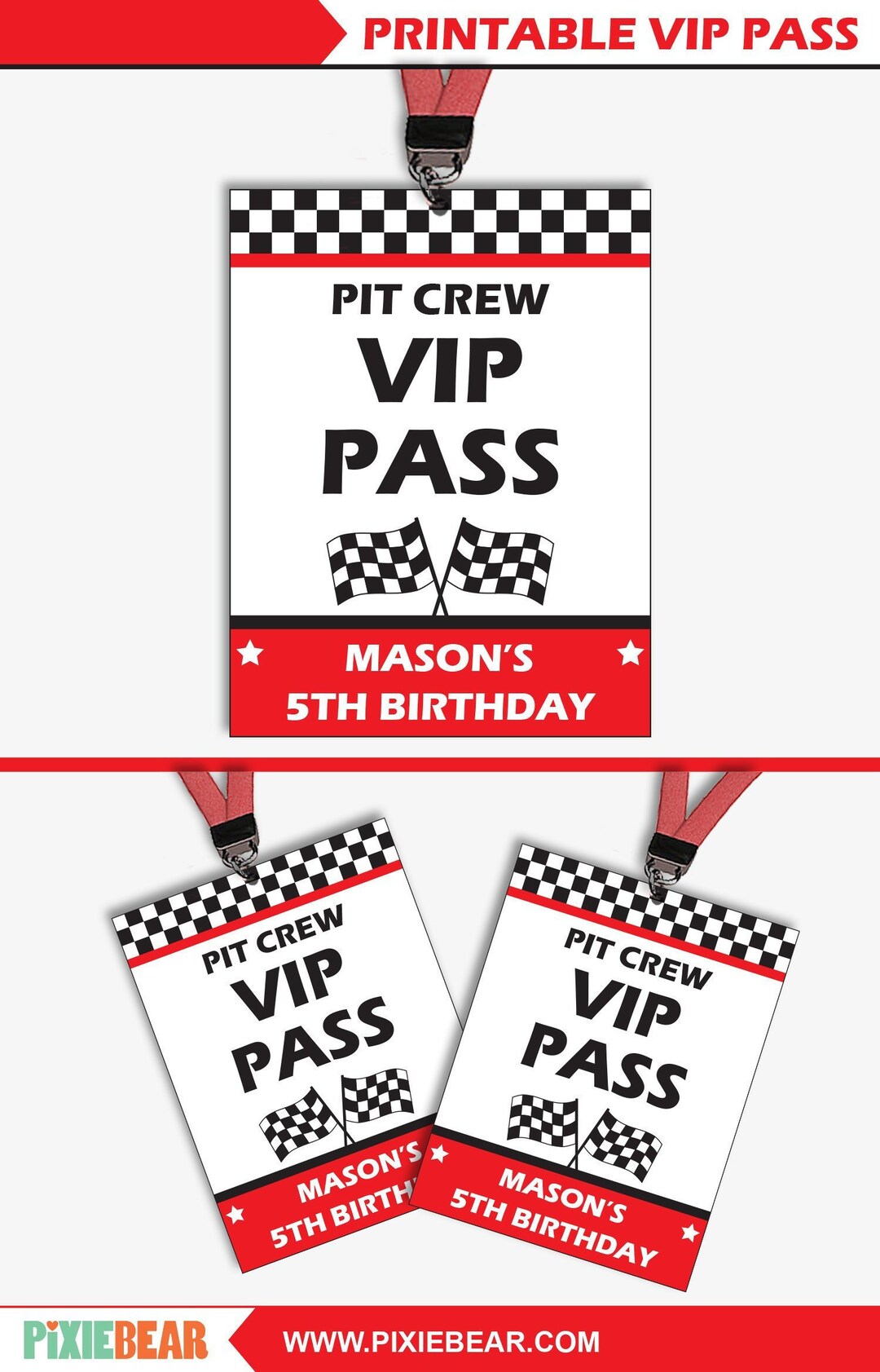 Race Car Birthday VIP Passes Race Car Party VIP Pass Race Car Party ...