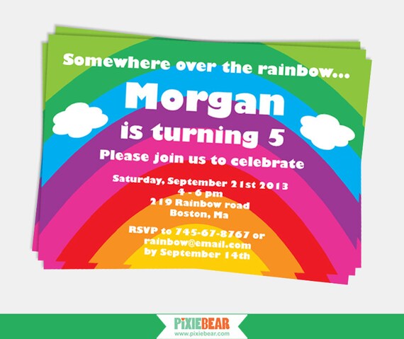 rainbow party invitation rainbow birthday invitation etsy