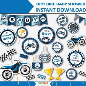 Dirt Bike Baby Shower Decorations and Invitations Printable Motocross Baby Shower, Motorcycle Decorations Instant Download Editable PDF image 2