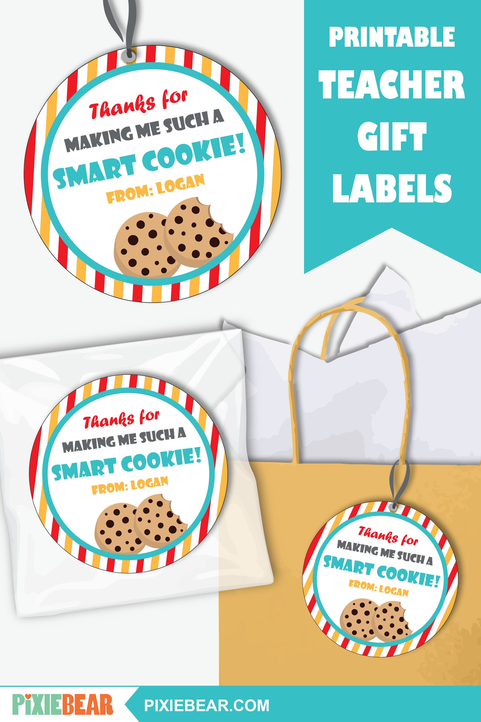 Teacher Appreciation Cookie Tags or Stickers Printable - Etsy