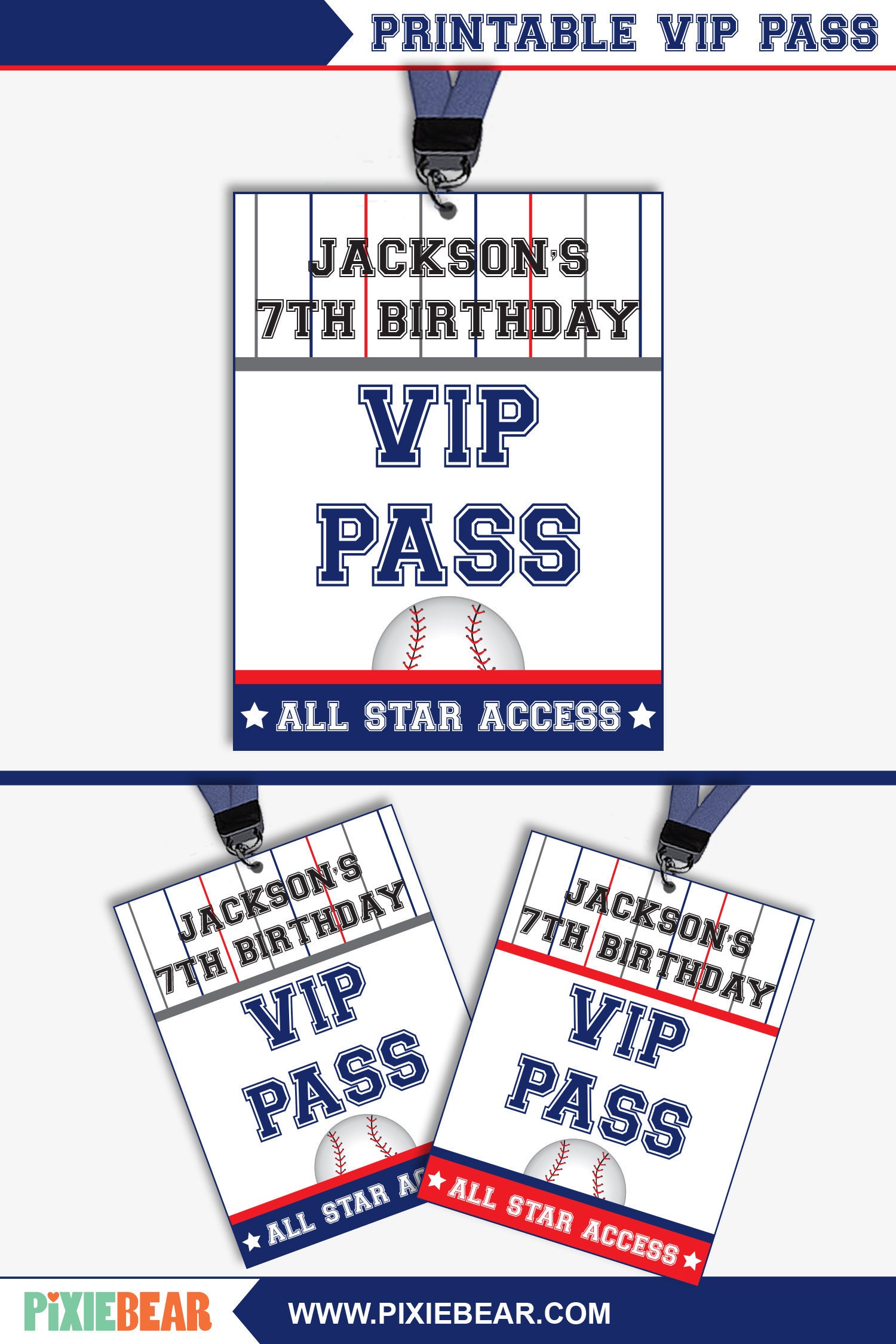 Baseball Birthday VIP Passes Baseball Party VIP Pass All Etsy