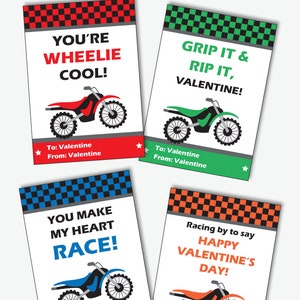 Dirt Bike Valentine's Day Class Cards Printable Motorcycle Valentine ...