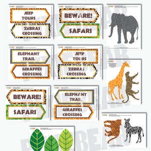 Safari Signs Printable Safari Birthday Cutouts, Safari Party Signs and ...