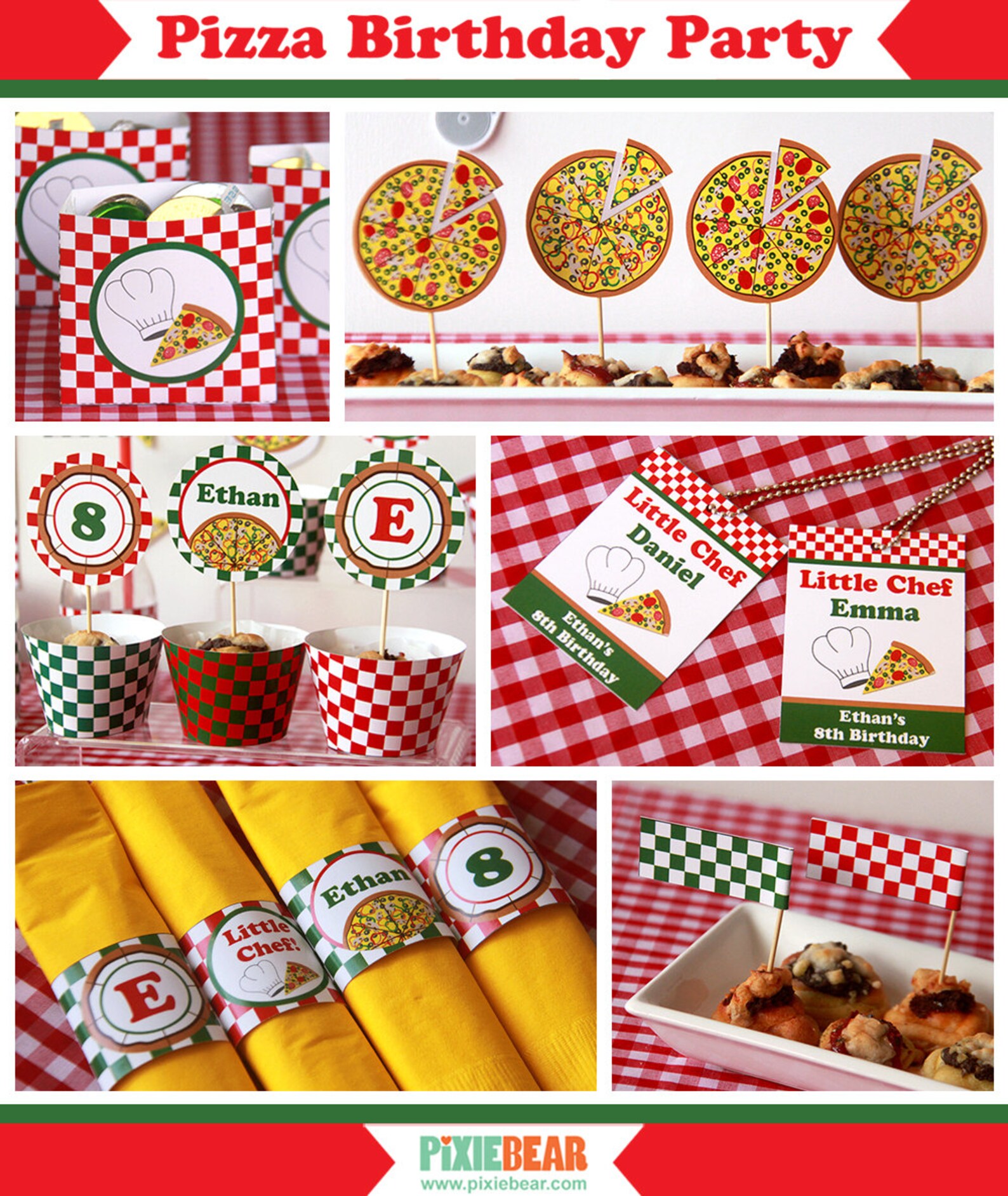 Pizza Cupcake Toppers Printable Pizza Party Toppers and Etsy