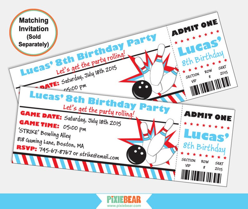 Bowling Water Bottle Labels Printable Bowling Party - Etsy