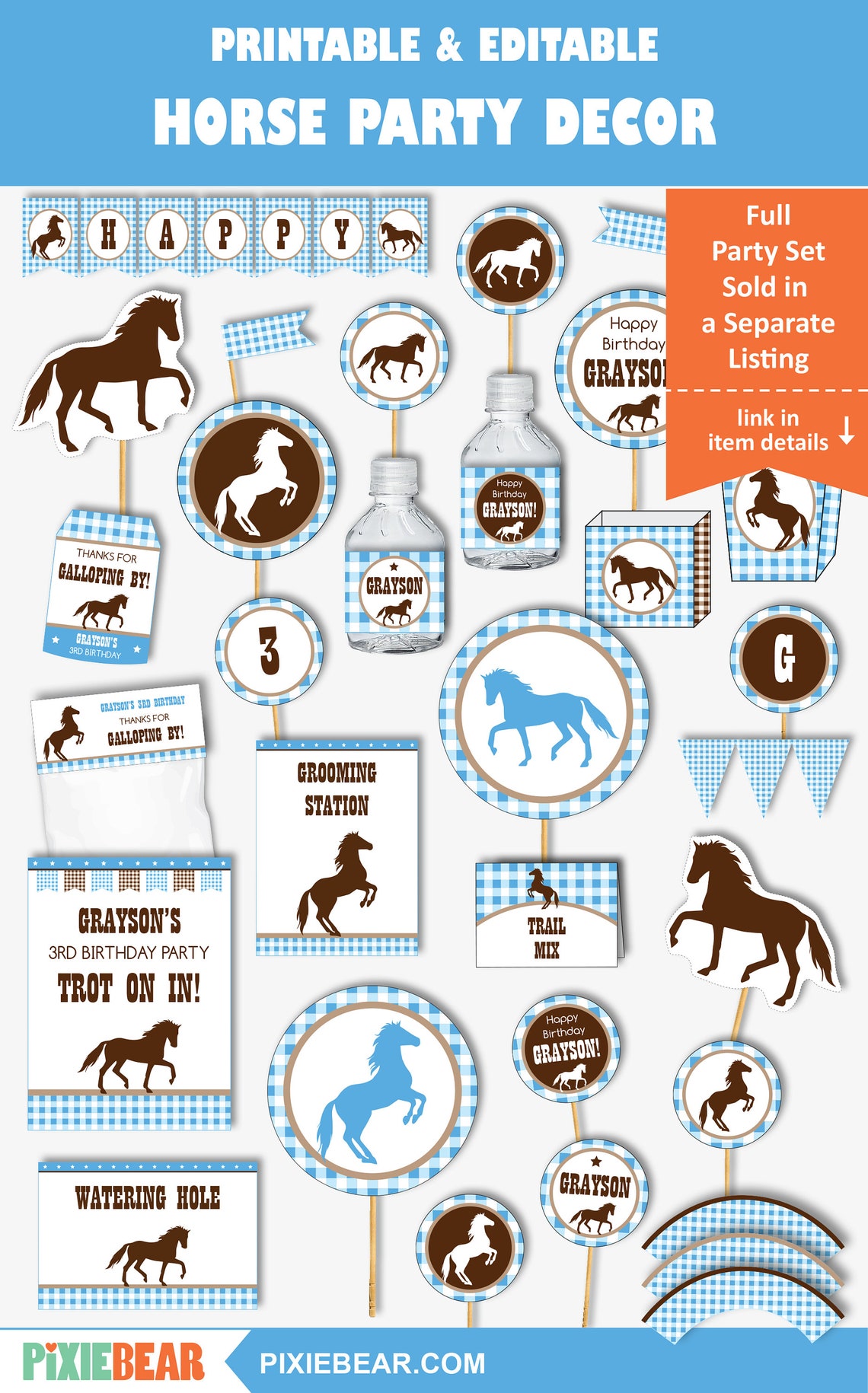 Horse Birthday Food Labels Printable Horse Party Food Tent - Etsy