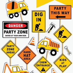 Construction Birthday Decoration, Printable Construction Party Signs, Construction Birthday Centerpieces and Cake Toppers Instant Download image 4