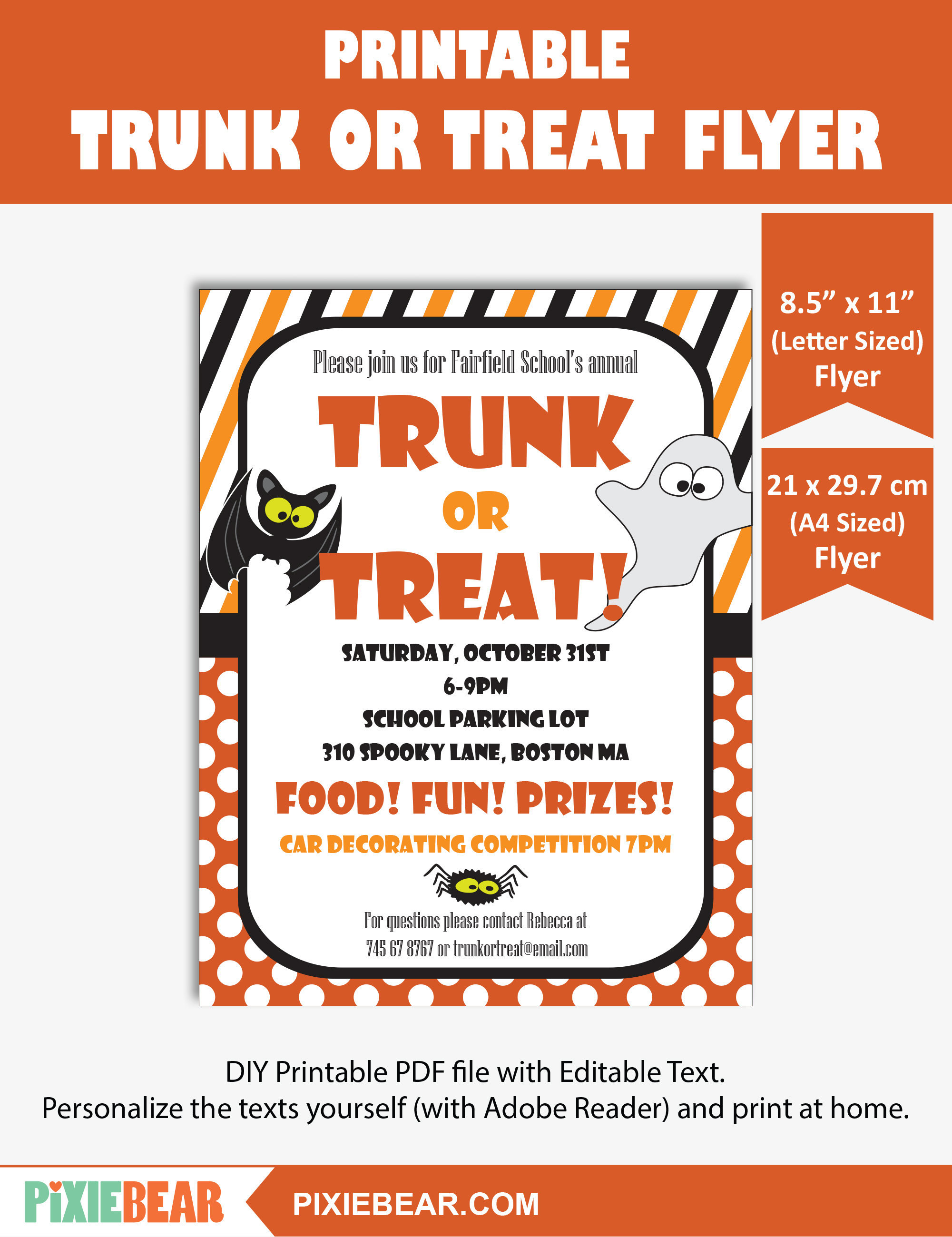 Trunk or Treat Flyer Template Editable Flyer for Halloween